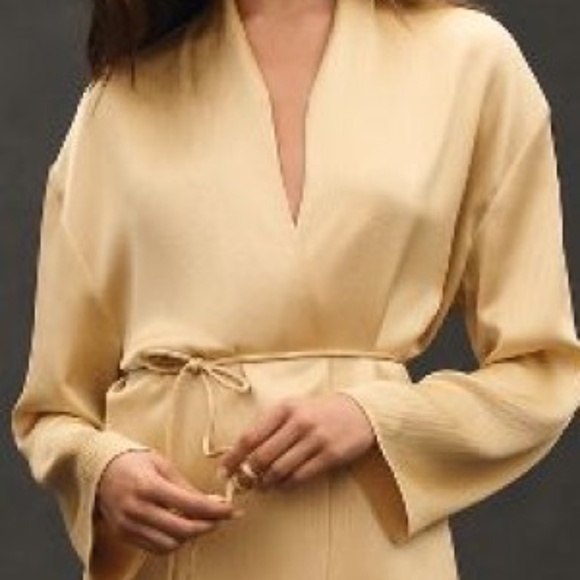 NWT Anthropologie Mare Mare Tie Plissé Blazer Gold Belted  XS - Picture 5 of 10